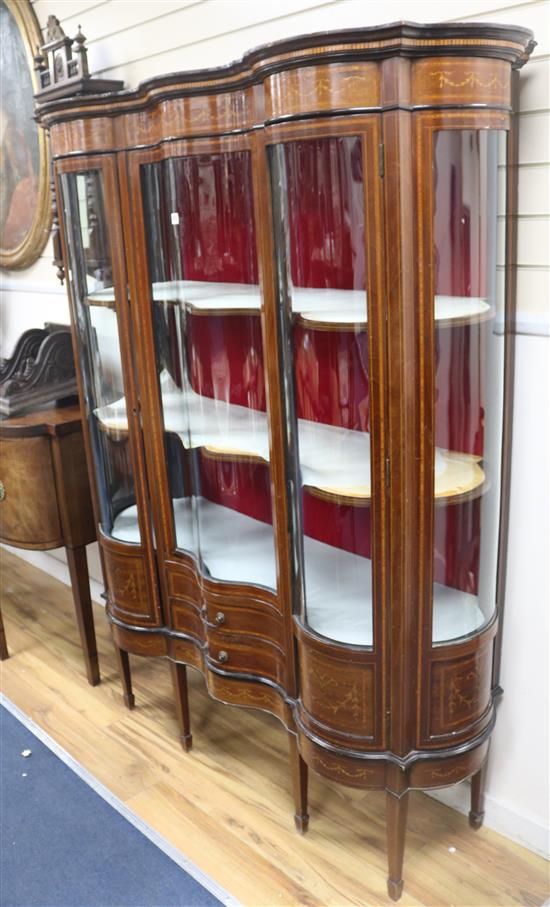 An Edwardian inlaid mahogany china display cabinet, H.183cm